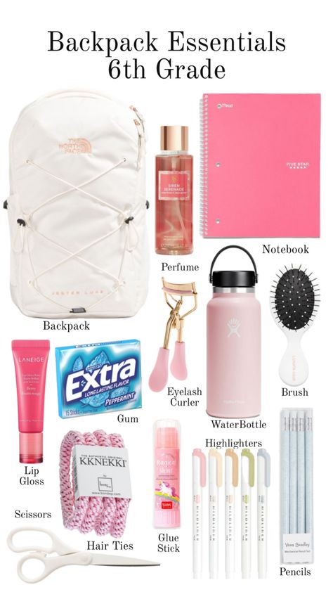 #pinterest #cute #grade #6thgrade #middleschool #essentials #backtoschool #cute #cheap #preppy #basics #packing # School Bag Essentials Highschool, Highschool Backpack, Preppy Basics, Middle School Essentials, Pinterest Cute, School Backpack Essentials, What's In My Backpack, Preppy Backpack, School Bag Essentials