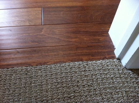 Diy Hardwood Floors, Laminate Hardwood Flooring, Laminate Stairs, Transition Ideas, Rustic Basement, Basement Carpet, Hallway Carpet Runners, Professional Carpet Cleaning, Cheap Carpet Runners