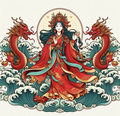 Mazu: The Chinese Goddess of the Sea and Protector of Sailors Mazu Goddess, Chinese Goddess, Japanese Goddess, Goddess Of The Sea, Art And Literature, Egyptian Mythology, Roman Mythology, Modern Chinese, Norse Mythology