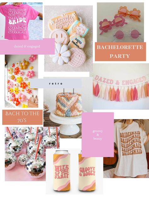 70s Aesthetic Bachelorette, Groovy Bride Bachelorette, Love In Bloom Bachelorette Party, Hippy Bachelorette Party Ideas, Flower Child Bachelorette Party, Groovy And Boozy, Flower Bachelorette Party, Floral Bachelorette Party Theme, Groovy Bachelorette