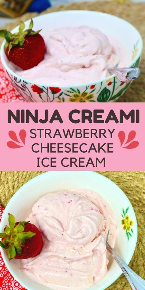 Ninja Creami Strawberry Cheesecake Ice Cream - Grace Like Rain Blog Half Baked Harvest Easy Strawberry Ice Cream Cake, Ninja Creami Ice Cream Recipes Cheesecake, Strawberry Cheesecake Creami Ice Cream, Ninja Creami Healthy Recipes Strawberry, Cheesecake Creami Recipe, Ninja Creami Rhubarb Ice Cream, Ninja Creami Protein Ice Cream Recipe Keto, Ninja Creami Strawberry Protein Ice Cream, Strawberry Cheesecake Protein Ice Cream