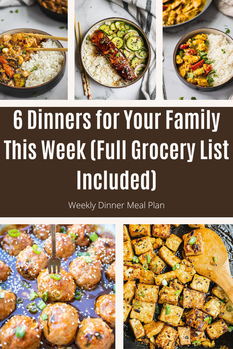 If you're tired of having to plan dinners for your family and spend time writing out a grocery list, use this! I have compiled six delicious dinners for the week and included a grocery list to make your life easier! Healthy Meal Plan With Grocery List, Weekly Meal Plan With Grocery List, Meal Plan With Grocery List, Weekly Meal Plan, Dinner This Week, Healthy Meal Plans, Grocery List, Week Meal Plan, Grocery Lists