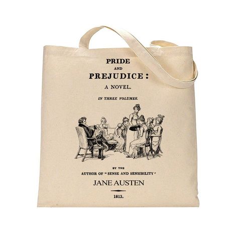 Jane Austen Pride And Prejudice, Pride And Prejudice Book, Jane Austen Gifts, Library Bag, Cute Tote Bags, Design Book, Title Page, Book Bag, Market Bag