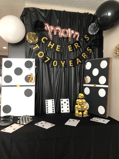 Dominos Party Decorations, Dominos Themed Party, Domino Theme Party Ideas, Domino Party Theme, Balloon Background, Balloon Ideas, Retirement Party, Retirement Parties, Dad Birthday