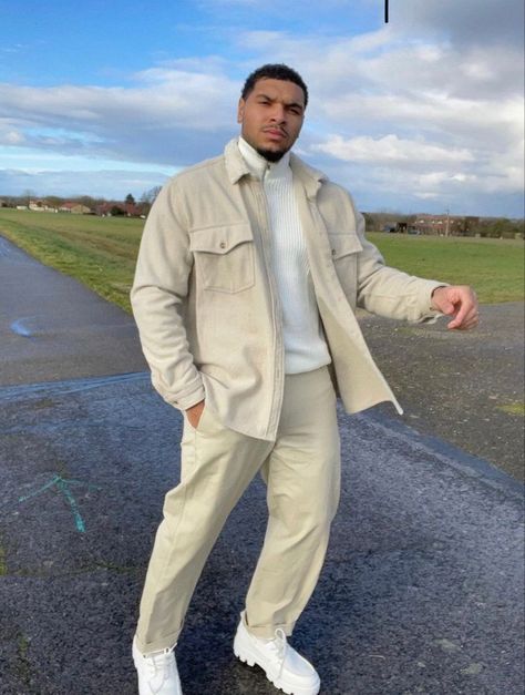 Plus Size Black Men, Monochromatic Outfit Men, Streetwear Outfit Men, Outfits For Big Men, Casual Brunch Outfit, Black Outfit Men, Nude Outfits, Cream Outfits, Street Fashion Men Streetwear