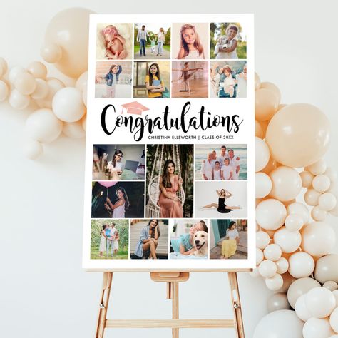 Graduation Poster Boards, Graduation Photo Boards, Graduation Photo Collage, Graduation Canvas, Graduation Party Pictures, Graduation Tshirts, Open House Invitation, Graduation Poster, Black Calligraphy