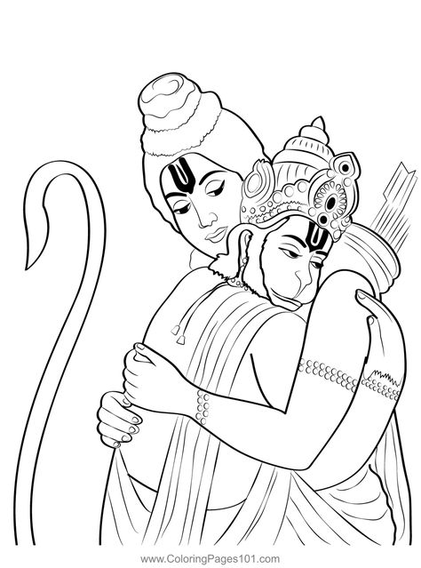 Ram Hanuman Coloring Page Hanuman Coloring Page, Ramayan Story Drawing, Ram And Hanuman Painting, Ram And Hanuman Sketch, Ram Hanuman Painting, God Ram Drawing, Ram Hanuman Rangoli, Ram Hanuman Sketch, Ram Hanuman Drawing