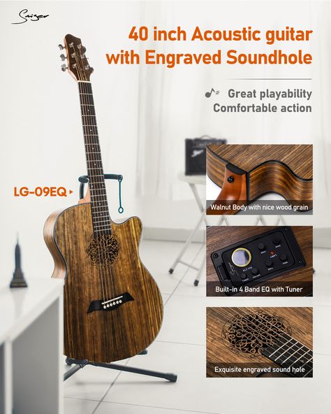 A acoustic guitar with a comfortable feel Instruments Guitar, Semi Acoustic Guitar, Electro Acoustic Guitar, Guitar Acoustic, Acoustic Electric Guitar, Made In China, Acoustic Guitar, Musical Instruments, Electric Guitar