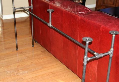 diy industrial pipe sofa table, diy, how to, painted furniture, repurposing upcycling, rustic furniture Diy Kitchen Bar, Industrial Furniture Table, Table Behind Couch, Industrial Pipe Furniture, Industrial Sofa, Kitchen Bar Table, Pipe Table, Behind Couch, Industrial Home Design