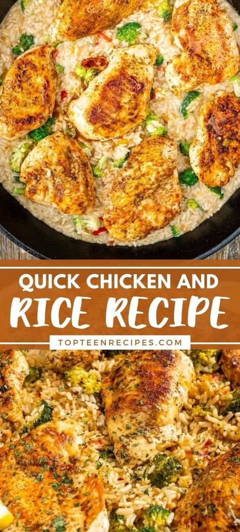 I think the one-pan chicken and rice dinner idea is a genius one. Everyone is looking for a quick chicken and rice recipe, and these skillet dinners are the winning ticket. One Pan Chicken Skillet Easy Dinners, Simple Chicken Meals Easy Dinners, Easy Chicken Thigh And Rice Recipes, Chicken And Rice Dishes Easy, Cast Iron Chicken And Rice, Chicken And Rice With Minute Rice, Jasmine Rice And Chicken Recipes, One Skillet Chicken And Rice, One Pan Chicken And Rice Stovetop