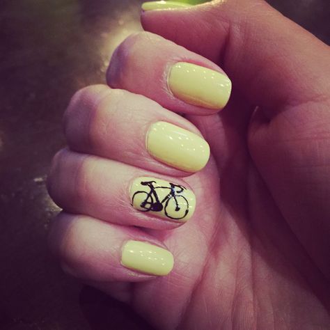 Bicycle nails Bike Nails Design, Bicycle Nail Art, Bicycle Nails, Toenail Art, Fingernail Art, Nails Fun, Nail Blue, Nice Nails, Art Nails