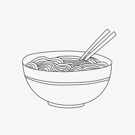 Bowl Of Noodles Illustration, Noodle Bowl Illustration, Noodles Illustration, Bowl Of Noodles, Line Art Illustration, Drawing Black, Noodle Bowl, Noodle Bowls, Download Free Images