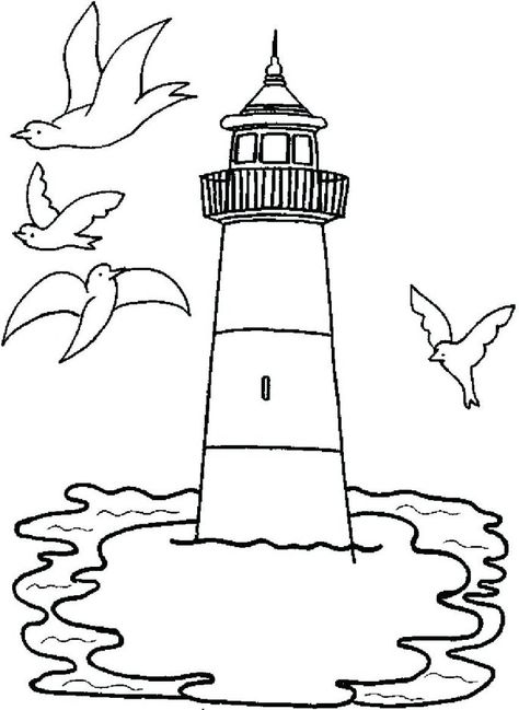 Lighthouse Coloring Pages, Lighthouse Coloring, Lighthouse Drawing, House Colouring Pages, Lighthouse Painting, Lighthouse Pictures, Lighthouse Art, Light Houses, Coloring Pages To Print