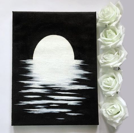 Easy Painting Ideas On Canvas Black And White, Black And White Painting Acrylic Easy, Goth Painting Ideas, Black And White Painting Ideas, Black Canvas Paintings Easy, Black And White Canvas Art, Bts Tattoo, Canvas Black And White, Black Canvas Art