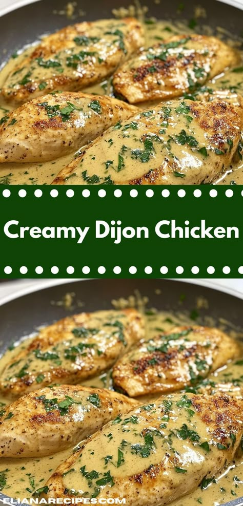 Looking for a flavorful family dinner idea? Creamy Dijon Chicken is an easy dinner recipe that combines tender chicken with a rich, tangy sauce, making it a delightful weeknight meal everyone will love. Dijon Chicken Breast, Creamy Dijon Chicken, Dijon Chicken Recipes, Dijon Mustard Sauce, Creamy Dijon, Delicious Chicken Breast Recipes, Dijon Chicken, Hearty Chicken, Mustard Sauce