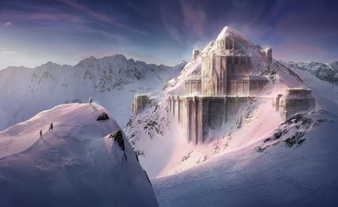 ArtStation - The Lord of The Rings: War In The North concept art, Ilya Nazarov Dwarven City, Mountain City, Location Inspiration, Snowy Mountain, Fantasy City, Fantasy Castle, Fantasy Setting, Fantasy Places, The Lord Of The Rings