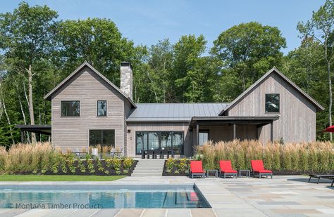 Refined balance with Aquafir™ and Charwood™ in the Green Mountains - Oasis House, Mountain Farmhouse, Bear Creek, Modern Farmhouse Exterior, Contemporary Farmhouse, Farmhouse Exterior, Farmhouse Plans, Dream House Plans, Outdoor Rooms