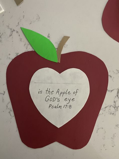 Apple Of My Eye Craft, Trinity Apple Craft, Apple Of Gods Eye Craft, Awana Cubbies Appleseed Crafts, Apple Of Gods Eye, Gods Eye Craft, Apple Of His Eye Scripture, God's Eye Craft, Psalm 17