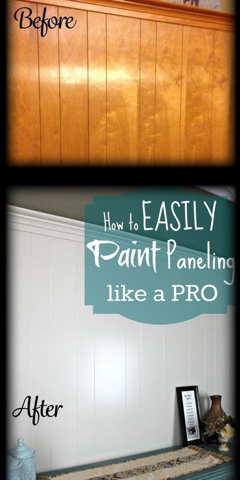 Paint Over Wood Paneling, Wood Paneling Makeover, Paneling Makeover, Painting Wood Paneling, Painting Wood, Painted Paneling, Diy Home Repair, Updating House, Basement Remodeling