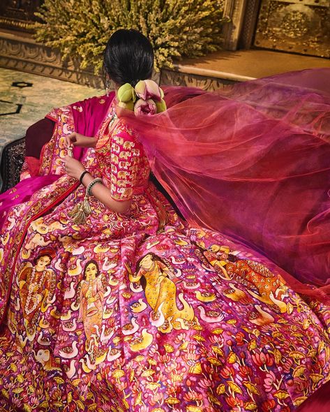 ‘Painted 16 hours daily for a month like a sadhu’: Artist Jayasri Burman on creating Radhika Merchant’s hand-painted lehenga for her wedding with Anant Ambani Mythical Aesthetic, Painted Lehenga, Radhika Merchant, Anant Ambani, Celebrity Wedding Photos, Anamika Khanna, Pink Lehenga, Breathtaking Wedding, Wedding Dresses For Girls