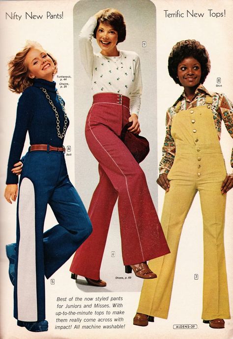 Kathy Loghry Blogspot: That's So 70s - High Rise Pants (Part 3) Aldens Style!! 70s Fashion Sets, 1970s Bell Bottoms Outfit, 70s Fashion Inspiration Vintage, 70s Fashion Polyvore, 1979s Fashion, 1970 Womens Fashion, 1970s Teacher, Women 70s Fashion, 1970s Fashion Women Outfits