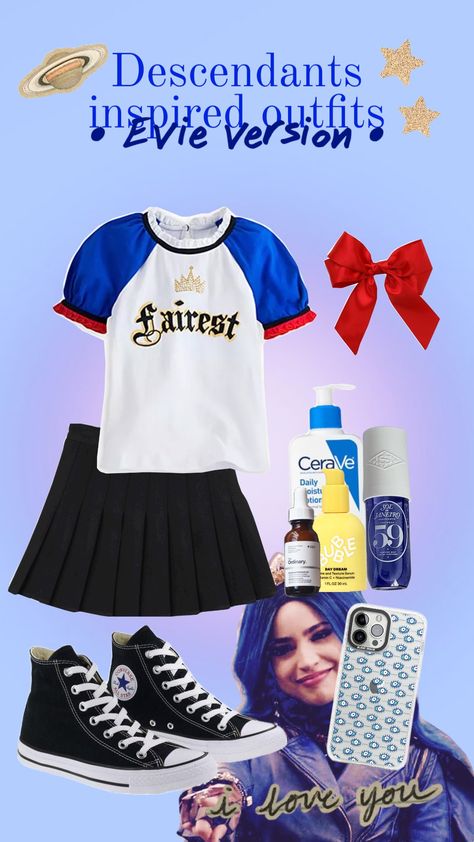 Evie Costume Descendants, Descendants Inspired Outfits, Evie Costume, Descendants Evie, Preppy Ootd, Evie Descendants, Descendants Costumes, Disney Channel Stars, Inspired Outfits