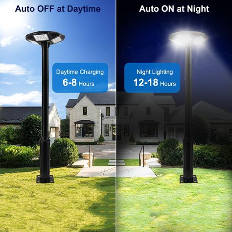 HCOOR Outdoor Lamp Post Light with 98 inch Pole IP67 Waterproof Solar Post Light Outdoor Auto Dusk to Dawn Solar Landscape Path Light with Remote for Lawn Pathway Driveway Yard Outdoor Lamp Post, Outdoor Lamp Post Lights, Solar Post Lights, Solar Landscape, Outdoor Lamp Posts, Solar Power House, Flexible Solar Panels, Solar Kit, Lamp Post Lights