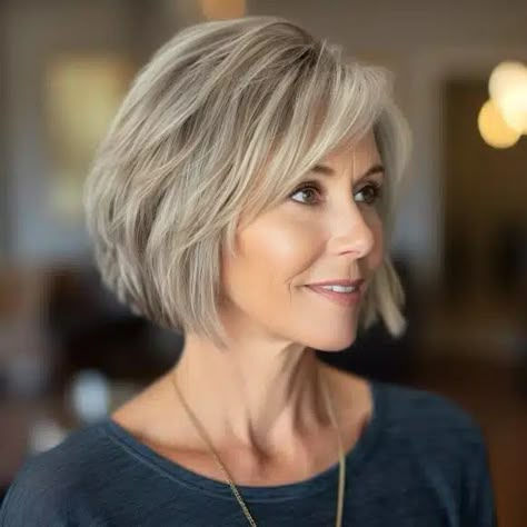 30 Flattering Hairstyles for Women Over 50 with Round Faces Grey Hair Makeup, 2024 Haircuts, Grey Bob Hairstyles, Haircuts To Try, Chin Length Haircuts, Grey Hair Styles, Styles For Women Over 50, Wavy Hairstyles Medium, Haircuts For Medium Length Hair