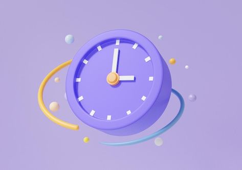 Clock 3d Icon, Purple Clock Icon, Minimal Cartoon, Clock Illustration, Purple Clock, 3d Clock, Time Logo, Photo Purple, Background Minimal