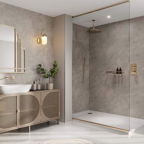 Bathroom Elevation, Marble Bathroom Wall, Laminate Shower Panels, Waterproof Bathroom Wall Panels, Marble Bathroom Design, Villa Bathroom, Bathroom Main, 2024 Bathroom, Standing Tub