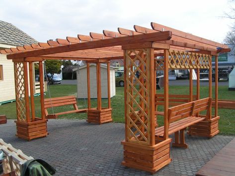 Pergola Swing, Wooden Gazebo, Pergola Ideas, Backyard Gazebo, Pergola Garden, Backyard Pavilion, Garden Arbor, Wooden Pergola, Backyard Pergola