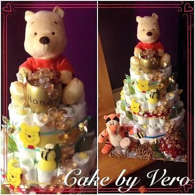 DIAPER CAKE 9 | WINNIE THE POOH | BOY | GIRL | BABY SHOWER   | eBay Small Diaper Cakes, Cake 3 Tier, Diaper Cake Instructions, Cakes For Sale, Baby Wipe Warmer, Diaper Cake Centerpieces, Winnie The Pooh Nursery, Diaper Cake Boy, Baby Shower Diaper Cake