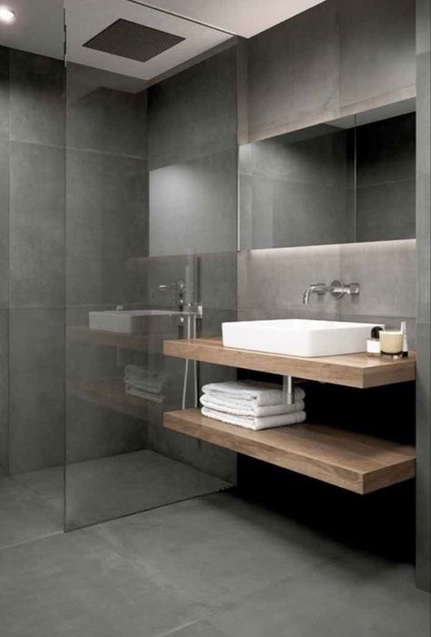 Professional Bathroom, Makeover Kamar Mandi, Grey Bathroom Tiles, Dark Bathrooms, White Bathroom Tiles, House Organisation, Bathroom Inspiration Modern, Bathroom Design Decor, 아파트 인테리어