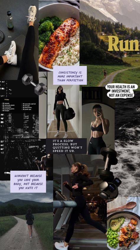 Motivation mood board collage aesthetic exercise Motivation Mood Board, Aesthetic Exercise, Mood Board Collage, Board Collage, Fitness Vision Board, Vision Board Goals, Self Motivation Quotes, Gym Photos, Goals Inspiration