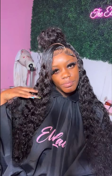 Deep Wave Frontal Hairstyles For Black Women, Deep Wave Wig Install Styles, Wet N Wavy Wig Hairstyles, Deep Wave Hairstyles For Black Women, Water Wave Wig Hairstyles, Deep Wave Wig Hairstyles, Deep Wave Frontal Wig Hairstyles, Deep Wave Wig Styles, Curly Wig Hairstyles Black Women