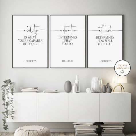 Excited to share the latest addition to my #etsy shop: Leadership Quotes, Ability Motivation Attitude, Success Quotes, Printable Leadership Wall Art, Workplace Wall Art, Lou Holtz Quote, Set of 3 https://etsy.me/3BWHQIY #black #housewarming #christmas #white #bedroom # Attitude Success Quotes, Lou Holtz Quotes, Best Boss Gifts, Leadership Quotes Inspirational, Lou Holtz, Quotes Printable, Modern Art Printables, Wall Decor Quotes, Christmas White