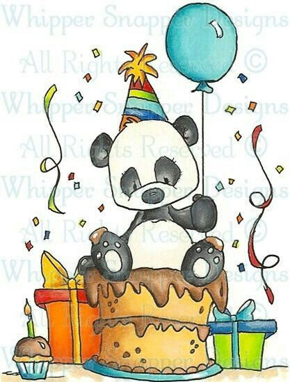 panda birthday Panda Drawing, Baby Animal Drawings, Panda Birthday, Panda Party, Birthday Card Drawing, Greeting Card Art, Card Drawing, Happy Paintings, Birthday Images