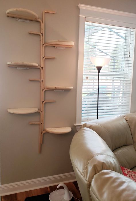 Mounted Cat Tree, Diy Cat Climbing Tree, Ikea Hacks Cats, Cat Ikea Hacks, Cat Shelves Diy Climbing Wall Ikea Hacks, Ivar Cat Tree, Ikea Cat Wall, Ikea Cat Hack, Ikea Hacks Cat