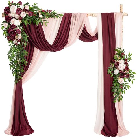 Sweetheart Table Flowers, Ceremony Arbor, Burgundy And Blush Wedding, Opulent Wedding, Reception Backdrop, Emerald Green Weddings, Green Wedding Colors, Beige Wedding, Arch Decoration