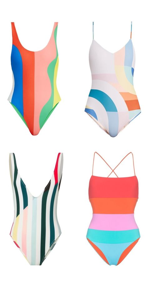 Shop the look from Mai Spy on ShopStyle One Piece Swim Suits, Color Block Swimwear, Pool Wear, Fashion Design Patterns, Caroline Constas, Beach Riot, Swimsuit Design, Sustainable Swimwear, Striped One Piece