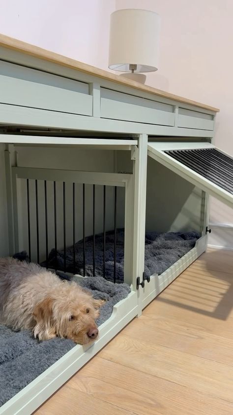 The Pet Carpenter | ‼️ A response to the crate haters of the world‼️ ✅💛WHY WE DO WHAT WE DO🧡 One of the reasons we started The Pet Carpenter was to offer an… | Instagram Under Stairs Dog Bed Ideas, Built In Dog Kennel Closet, Dog Bed Cabinet Built Ins, Dog Kennel In Office, Dog Kennel Under Counter, Dog Kennel Garage Ideas, Under Deck Dog Kennel, Living Room Dog Kennel, Under Counter Dog Kennel