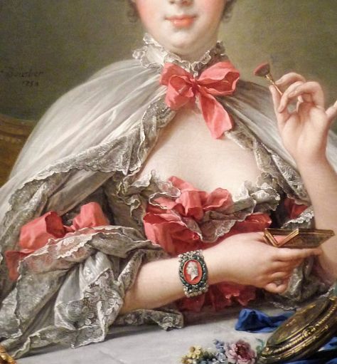 Madame de Pompadour at her Toilette by François Boucher,1758 Rococo Painting, Images Victoriennes, Rococo Aesthetic, Madame Pompadour, Rococo Art, Victorian Paintings, Historical Painting, European Paintings, Pat Mcgrath