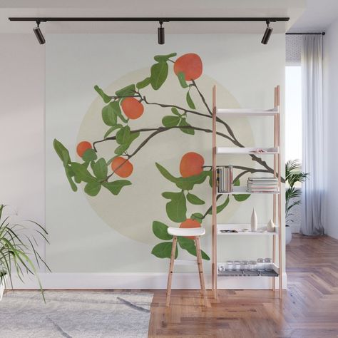 With our Wall Murals, you can cover an entire wall with a rad design - just line up the panels and stick them on. They're easy to peel off too, leaving no sticky residue behind. With crisp, vibrant colors and images, this stunning wall decor lets you create an amazing permanent or temporary space. Available in two floor-to-ceiling sizes.      - Size in feet: 8' Mural comes with four 2'(W) x 8'(H) panels   - Size in feet: 12' Mural comes with six 2' x 8' panels   - Printed on self-adhesive woven Abstract Tree Mural, Orange Wall Mural, Orange Tree Branch, Mural Tree, Grass Graphic, Kitchen Mural, Tree Branch Wall, Tree Wall Murals, Tree Mural