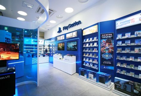 Sony PlayStation store by studio IMA, Sejong – South Korea » Retail Design Blog Game Store Design, Showroom Bathroom, Electronics Store Design, Playstation Store, Store Design Boutique, Shop Front Signage, Electronic Shop, Phone Shop, Retail Store Design