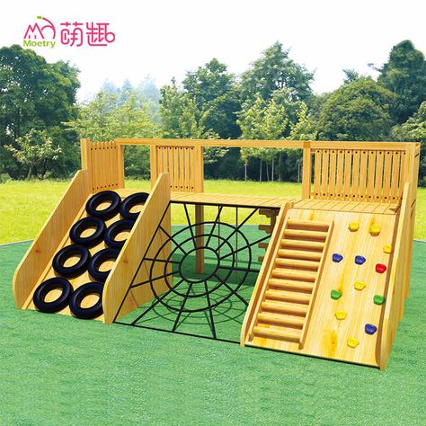 Source Moetry preschool backyard climbing frames wooden climbing nets for kids outdoor climber with climbing holds on m.alibaba.com Jungle Gym Outdoor, Backyard Climbing, Outdoor Jungle Gym, Mini Playground, Playset Diy, Backyard Jungle Gym, Play Structures For Kids, Cabin Deck, Wooden Climbing Frame