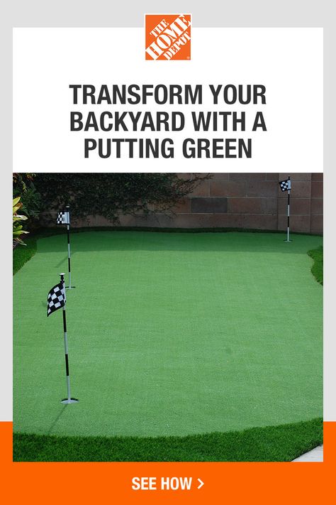 How To Build A Putt Putt Course, Diy Backyard Golf Practice, At Home Putt Putt Course, Golf Green Backyard Diy, Backyard Putt Putt, Backyard Golf Ideas, Backyard Golf Course, Golf Diy Projects, Backyard Golf