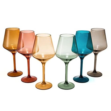 Acrylic Wine Glasses, Colored Wine Glasses, Art Deco Color, Personalized Glassware, Plastic Wine Glasses, Plastic Glasses, Wine Glass Set, Champagne Glasses, Drinking Glass