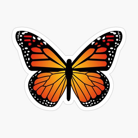 Aesthetic Orange Images, Orange Stickers Aesthetic Printable, Orange Butterfly Aesthetic, Printable Topper, Orange Stickers, Orange Butterflies, Butterfly Image, Gradient Butterfly, Learn To Sketch