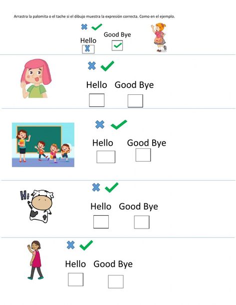 Has Have Worksheets Grade 1, Today Is Worksheet, Greetings Worksheets For Kids, These And Those Worksheet Kids, Be Going To Worksheet, Teaching Primary School, Hello Song, Hello Goodbye, French Expressions