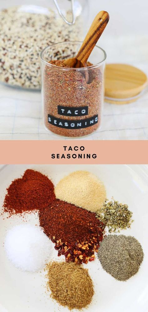 Taco Seasoning Recipe - A Beautiful Mess Ground Beef Taco Seasoning, Homemade Taco Seasoning Mix, Taco Seasoning Recipe, Shrimp And Vegetables, Seasoning Recipe, Ground Beef Tacos, Chili Seasoning, Fajita Seasoning, Seasoned Rice